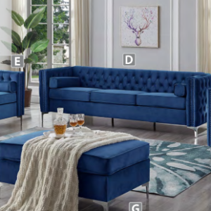 Blue Velvet Sofa Set