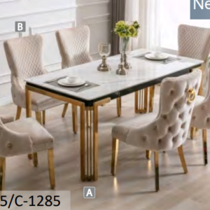 White Ceramic Marble Dining Table Set