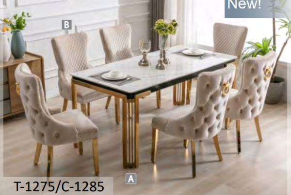 White Ceramic Marble Dining Table Set