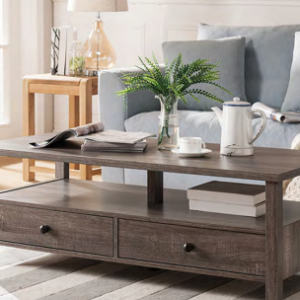 Grey Coffee Table with Shelf