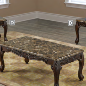 3-Piece Espresso Coffee Table Set with Dark Marble Tops