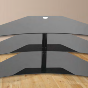 Black TV Stand with Chrome Legs & Tempered Glass