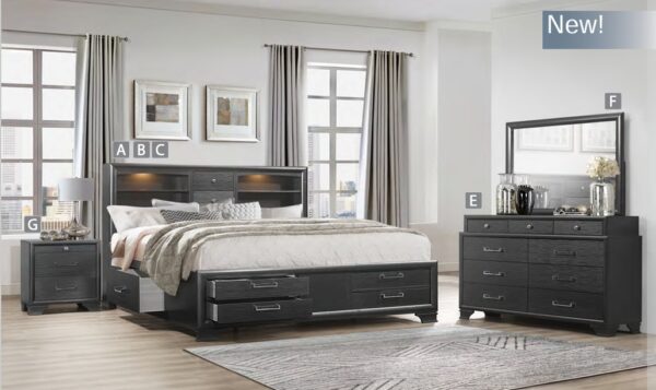 Ava Jordyn Grey Bedroom Set