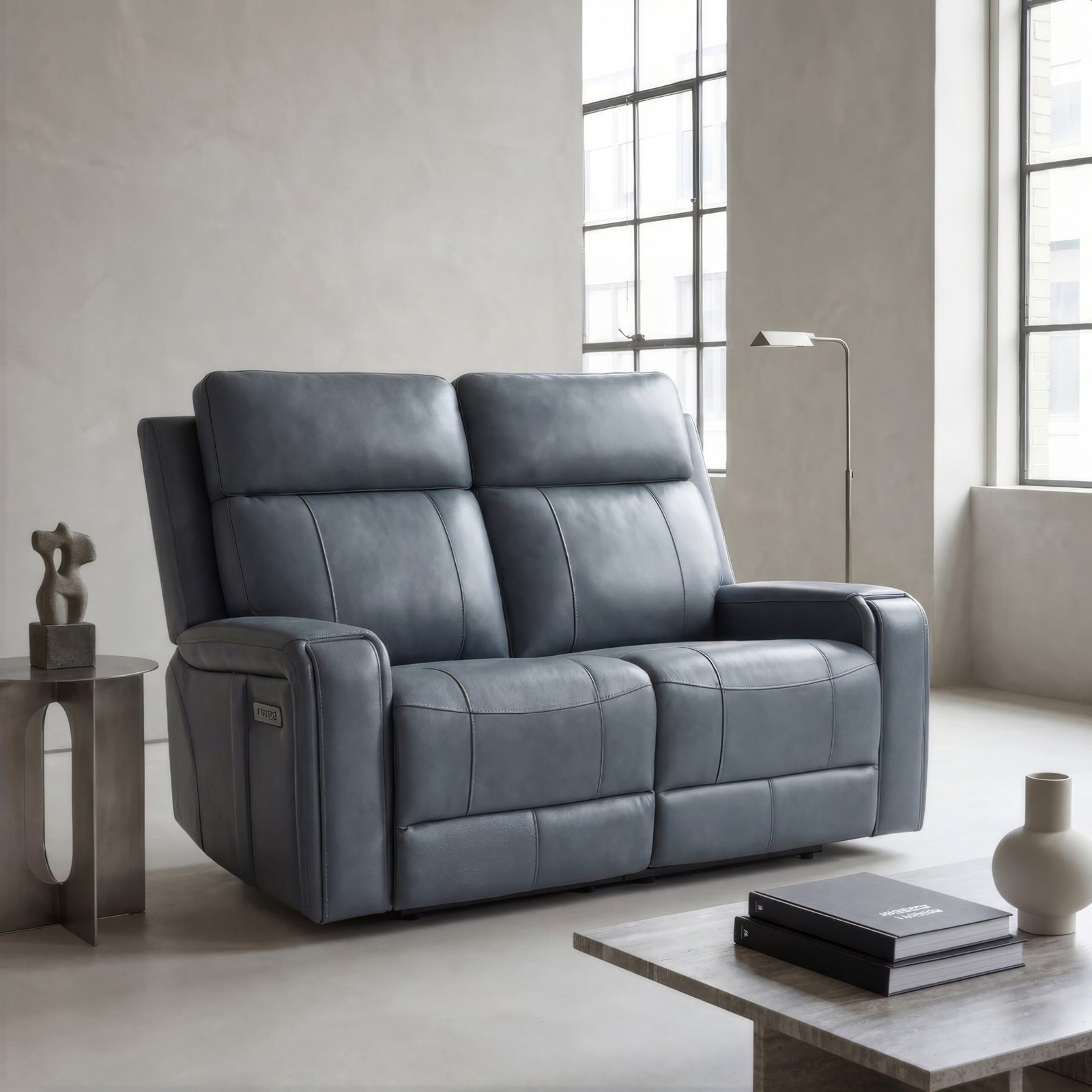 Cavron Power Reclining Loveseat - Blue - Image 2