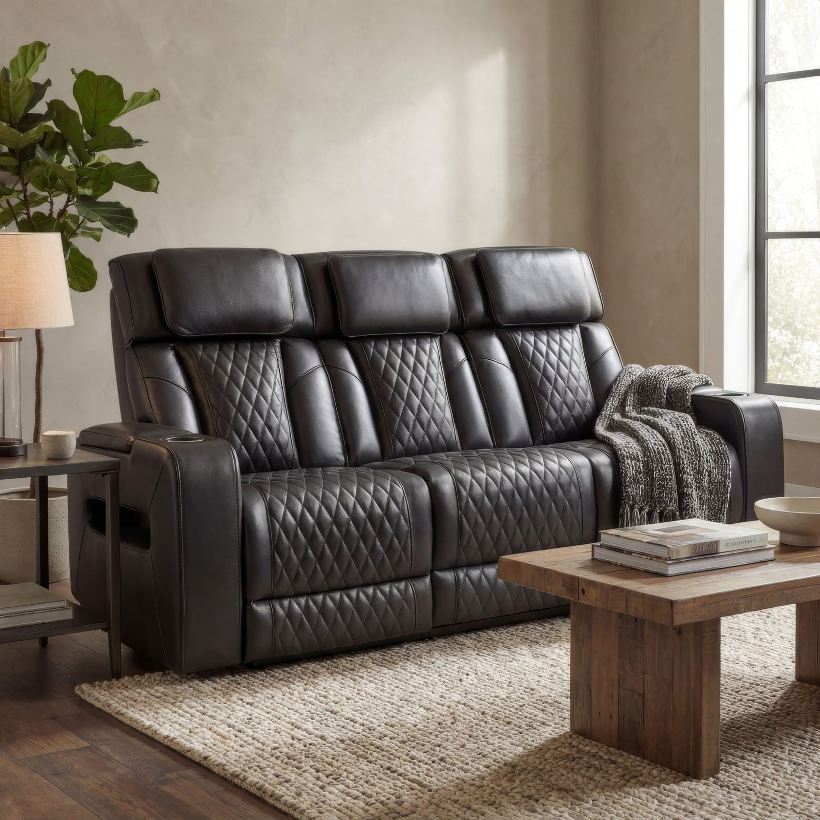 Colton Power Reclining Sofa - Black - Image 2