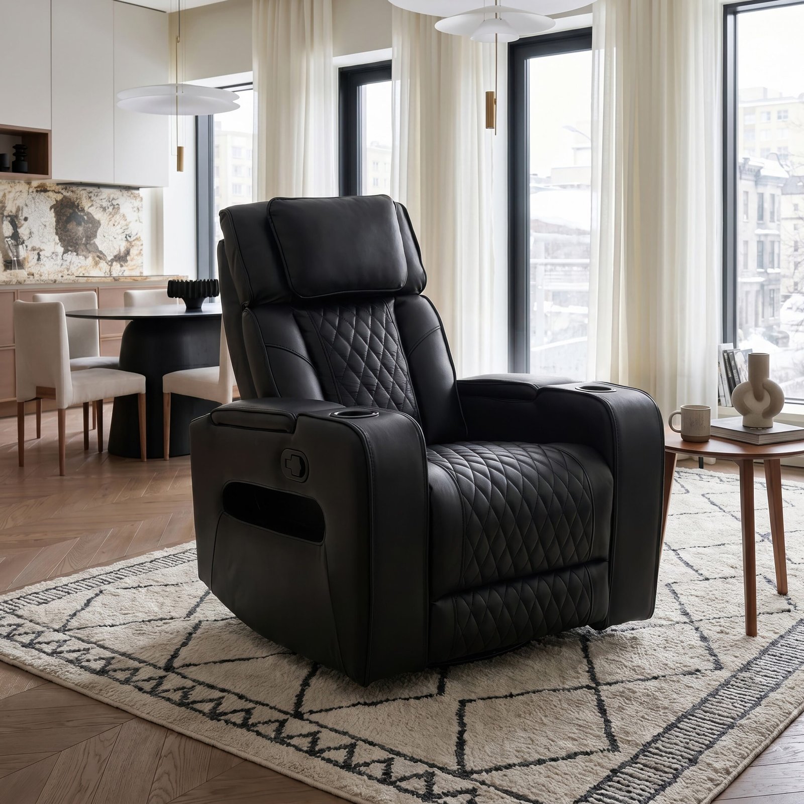 Fauteuil inclinable et pivotant Colton - Noir – Image 2