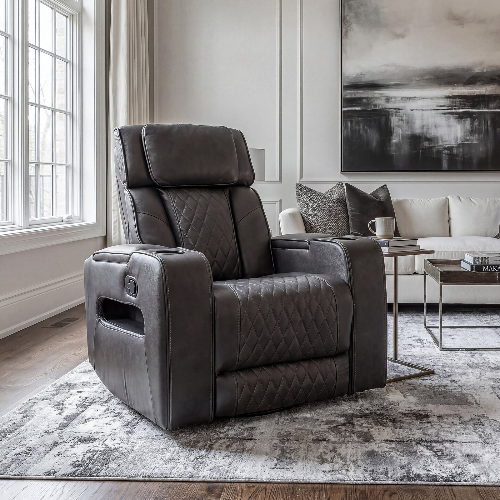 Fauteuil inclinable et pivotant Colton - Charbon – Image 2