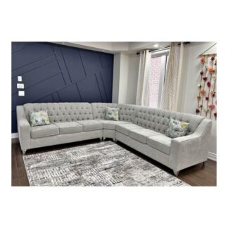 Custom Tufted Sectional — Grey