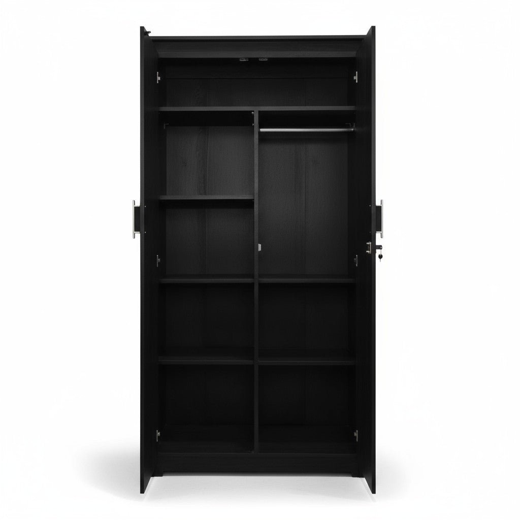 Canadian Made 2 Door Wardrobe with Mirror And Lock - 130 - Image 3