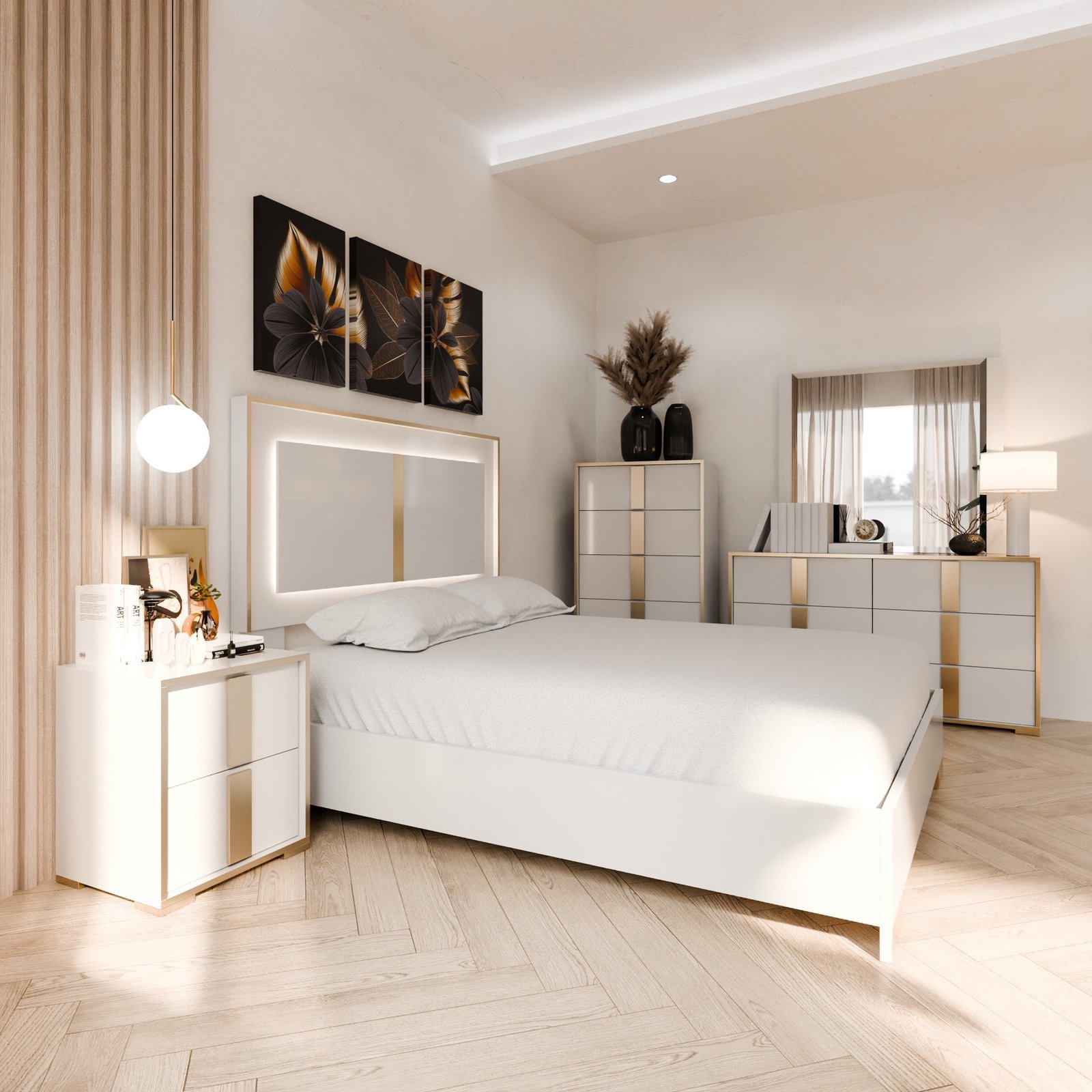 Ensemble de 6 chambres à coucher Nora en laque de style italien fabriquée au Canada – Image 2