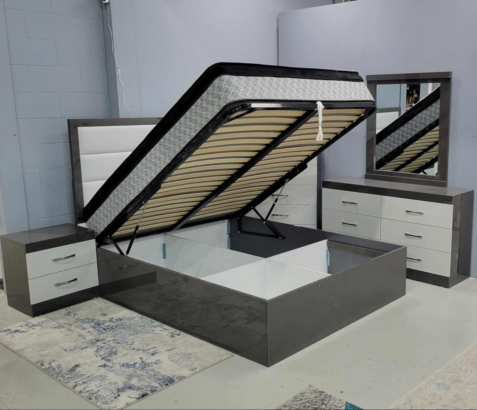 Livia Canadian Made Italian Style Hydraulic Lift Bedroom Set - Image 4
