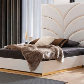 Laura King Bed White, Gold