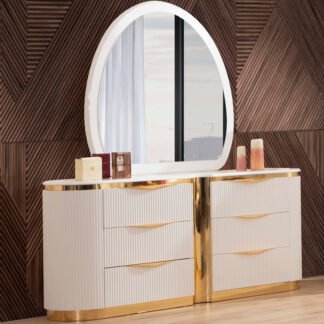 Laura Dresser Mirror Set White, Gold