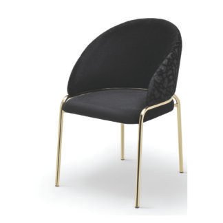 Chaise de salle à manger Onyx – Pieds noirs et dorés (Lot de 2)