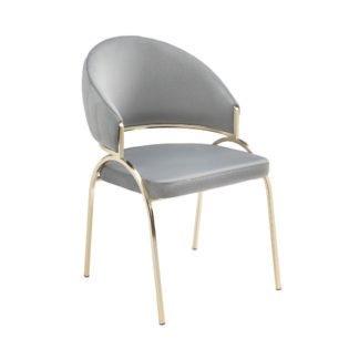 Ruby Dining Chair – Grey, Gold Legs (Set of 2)