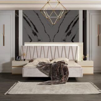 Delfano King Bed, Cream
