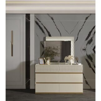Delfano Dresser Mirror Set, Cream