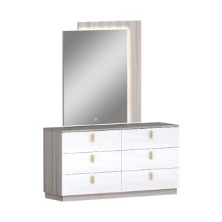 Zain Dresser Mirror Set Grey Angly, White