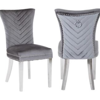 Eva Dining Chair – Grey, Steel Legs (Set of 2)
