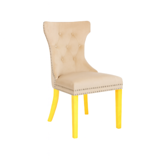 Rita Dining Chair – Beige, Gold Legs (Set of 2)