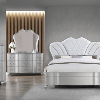 Eros King Bed Room Set, Silver