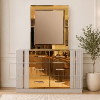Lorenzo Dresser Mirror Set, Grey
